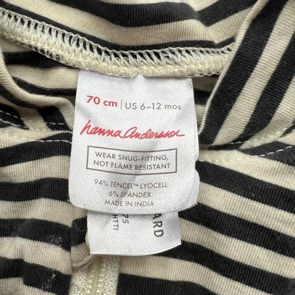 Hanna Andersson Striped Long Sleeve Footless Zip Pajamas Bundle 6-12 Months